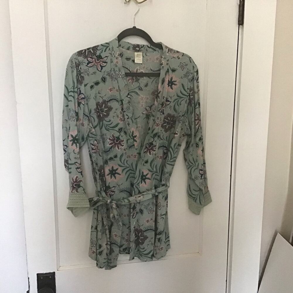Japna Lounge mint floral short robe large